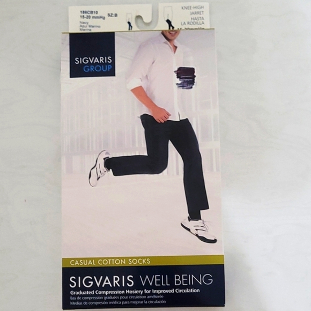 Sigvaris Men's Compression Socks  Socks Size B Navy 15-20mmHg
